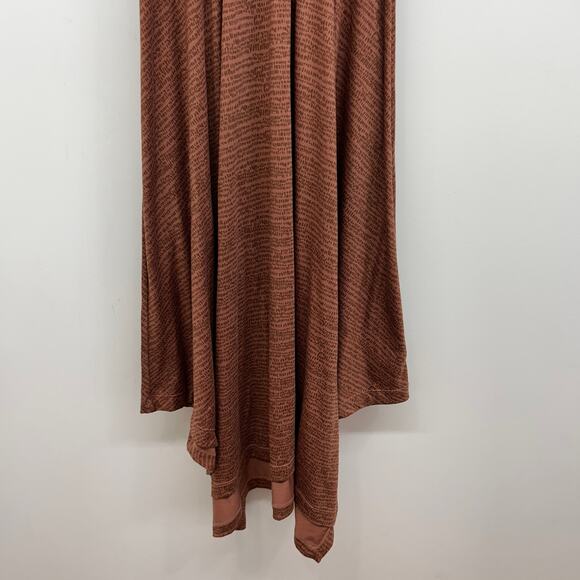 Prana Neutral Brown Racerback Cut Out Asymmetrical Midi Saxon Dress Large Sporty - Picture 5 of 8